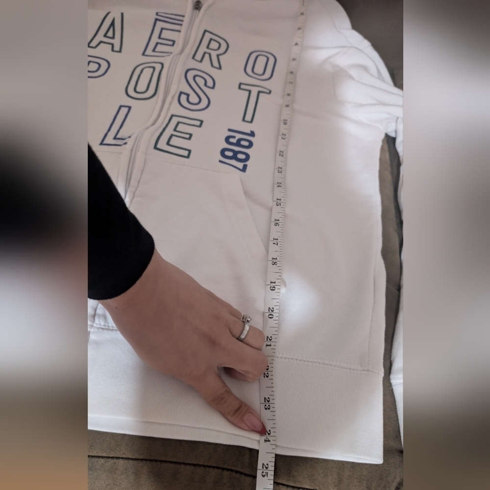 Aeropostale White Zip-Up Hoodie With Blue Letters - Picture 9 of 9